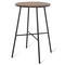 Round 41" Patio Bar Table with Sturdy Metal Frame and Acacia Wood Surface